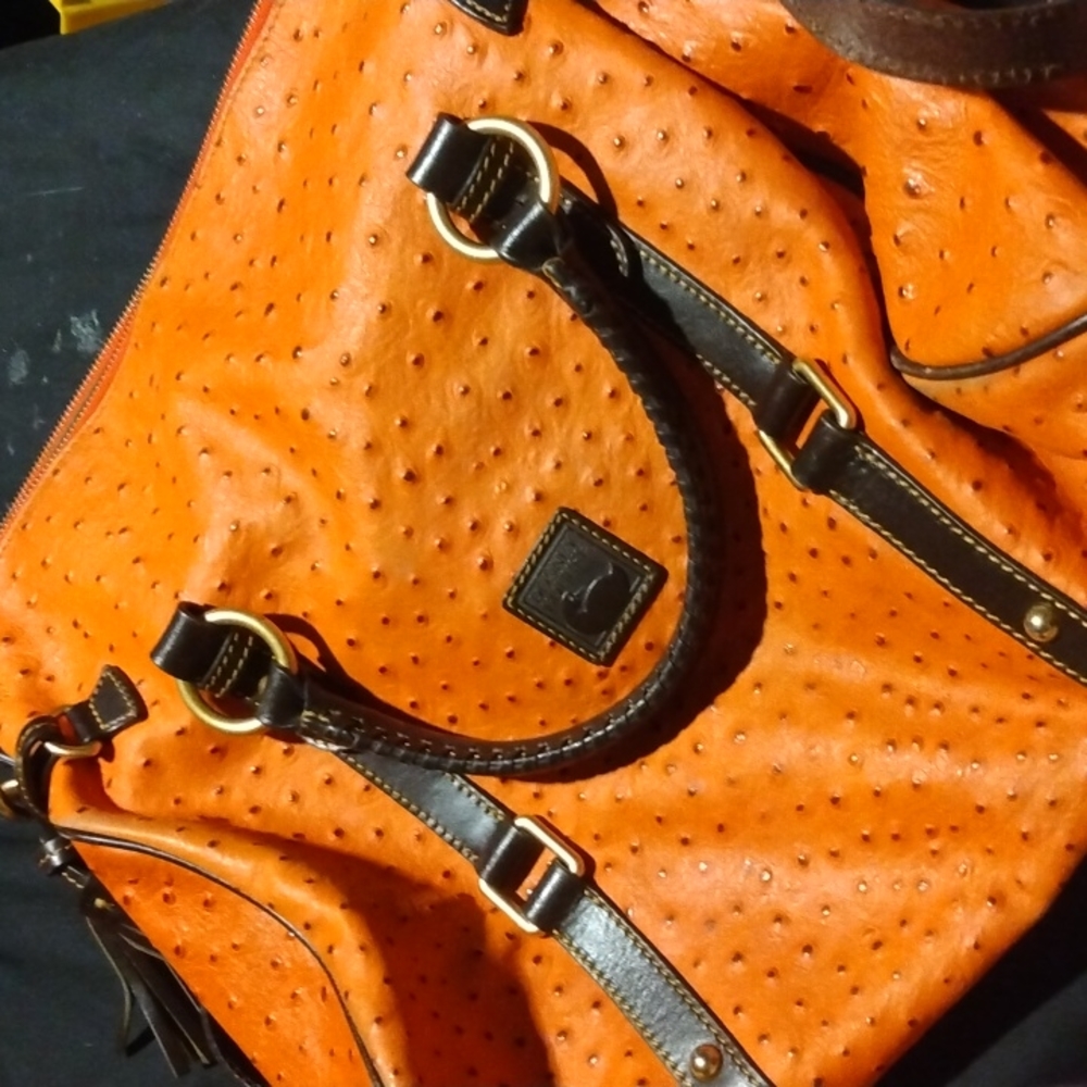Dooney & Bourke Florentine Ostrich Handbag OS Brown Leather Purse